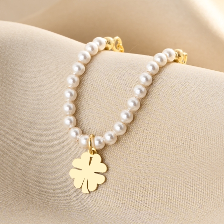 925 Sterling Silver Bracelet For Lucky Days pearls gold