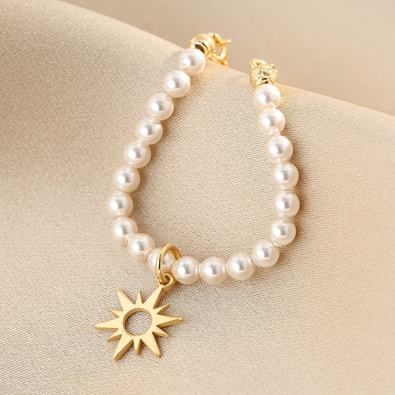 925 Sterling Silver Bracelet For Sunny Days pearls gold