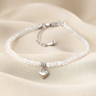 925 Sterling Silver Bracelet With My Heart moon stone
