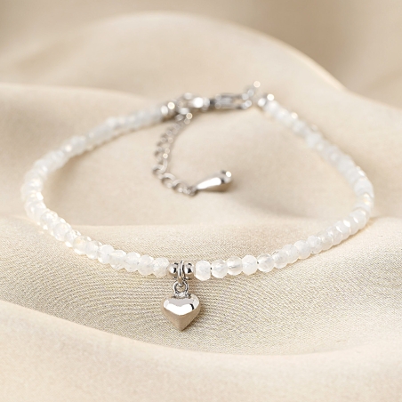 925 Sterling Silver Bracelet With My Heart moon stone