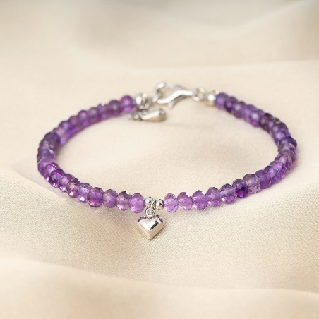 925 Sterling Silver Bracelet With My Heart natural amethyst