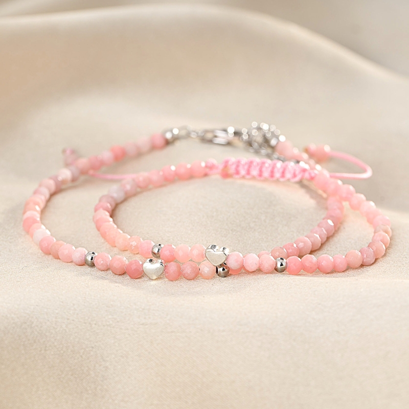 925 Sterling Silver Bracelet Thinking of you mother and daughter opal set