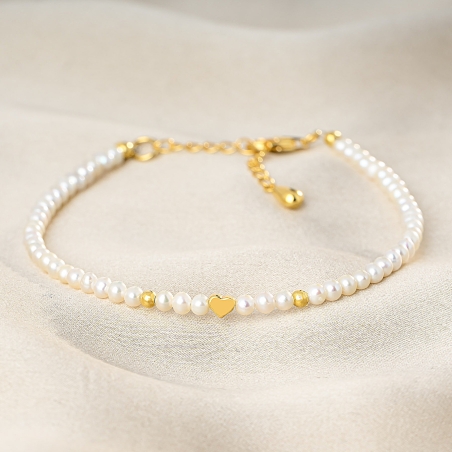 925 Sterling Silver Bracelet I Am in Love perle gold