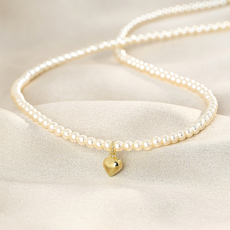 925 Sterling Silver Necklace S Heart Just Classy Touch pearls gold