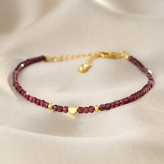 925 Sterling Silver Bracelet I Am in Love granat gold