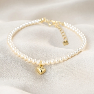 925 Sterling Silver Bracelet S Heart Just Classy Touch pearls gold