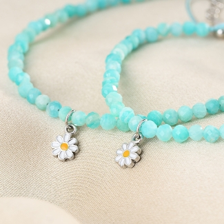 925 Sterling Silver Bracelet It's Spring amazonite mother and daughter set