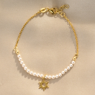 Bratara argint For Sunny Days pearls gold