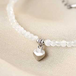 925 Sterling Silver Bracelet With My Heart moon stone