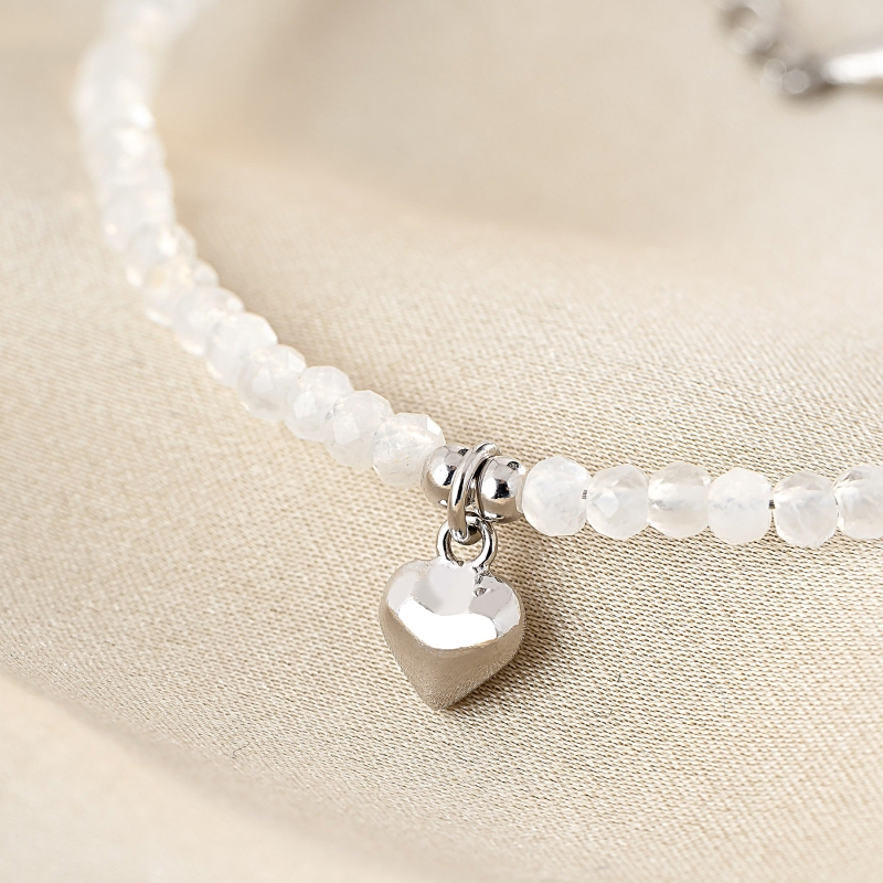 925 Sterling Silver Bracelet With My Heart moon stone