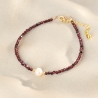 925 Sterling Silver Bracelet Burgundy garnet with pearl