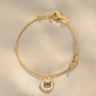 925 Sterling Silver Bracelet My Lovely cat gold
