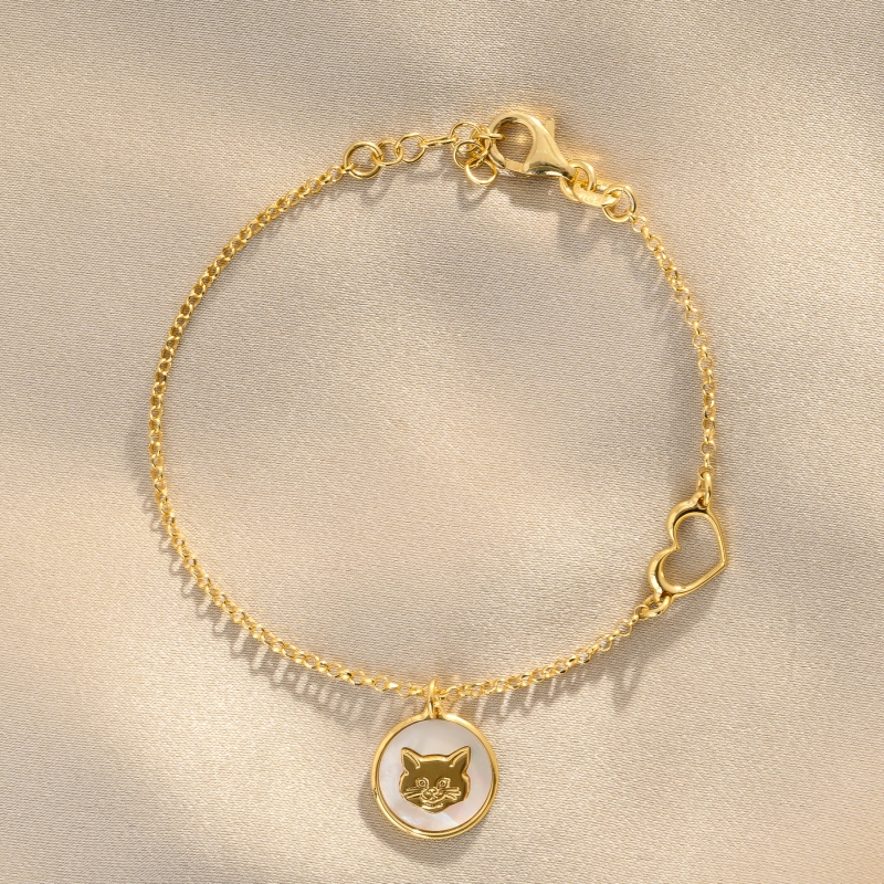925 Sterling Silver Bracelet My Lovely cat gold