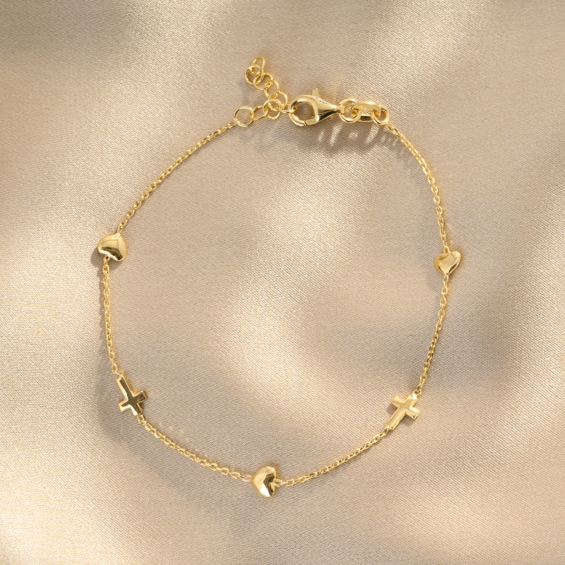 925 Sterling Silver Bracelet Love & Faith gold