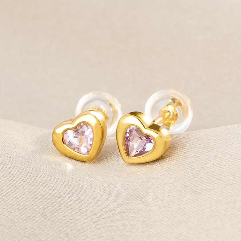 Cercei argint Delicate Heart ametist gold