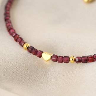 925 Sterling Silver Bracelet I Am in Love granat gold