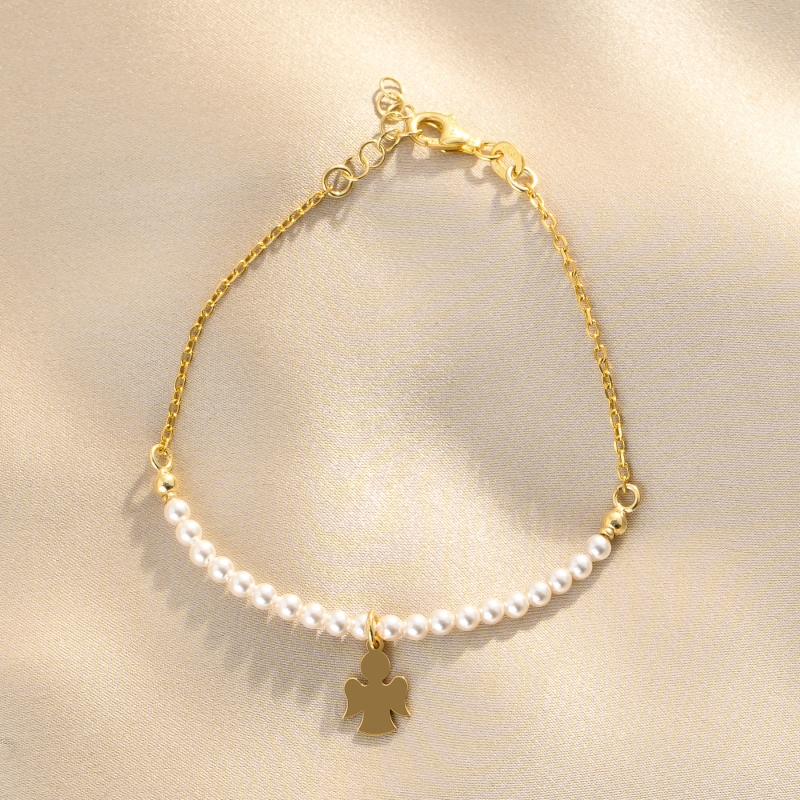 Bratara argint For My Angel pearls gold