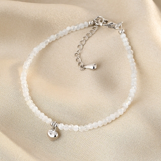 925 Sterling Silver Bracelet With My Heart moon stone