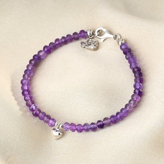 925 Sterling Silver Bracelet With My Heart natural amethyst