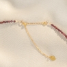 925 Sterling Silver Burgundy garnet choker with pearl, gold sliding chain