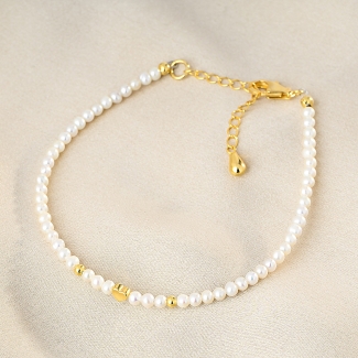 Bratara argint I Am in Love perle gold