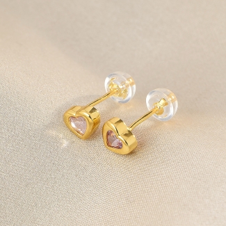 Cercei argint Delicate Heart ametist gold