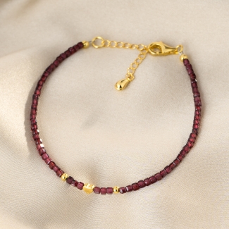 925 Sterling Silver Bracelet I Am in Love granat gold
