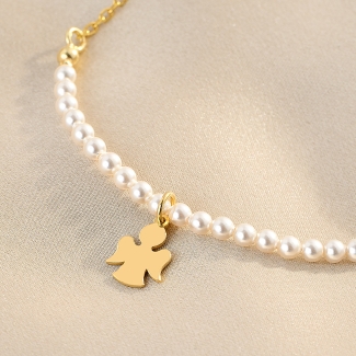 Bratara argint For My Angel pearls gold