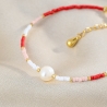925 Sterling Silver Bracelet Cool Touch Red Miyuki with pearl