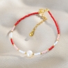 925 Sterling Silver Bracelet Cool Touch Red Miyuki with pearl
