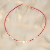925 Sterling Silver Necklace Cool Touch Red Miyuki with pearl