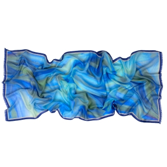 100% Wool Shawl Aquarelle. Magic Aqua