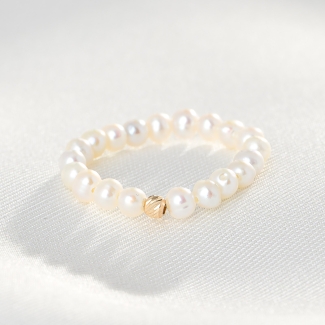 copy of Adjustable ring rice-shaped pearl, 14K gold charms