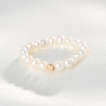 Inel reglabil perla alba, sfera aur 14K