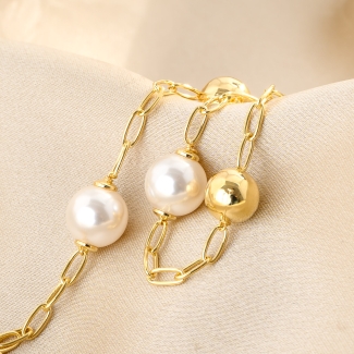 Dual Glow Pearl Gold - Plated Silver Bracelet