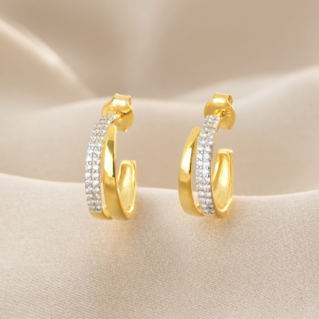 Dual Grace Gold - Plated Silver Earrings