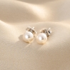 M Pearl Line Silver Earrings