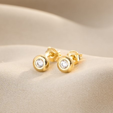 S Minimal Solitaire Zirconia Gold - Plated Silver Earrings