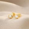 Cercei argint S Minimal Solitaire zirconia gold