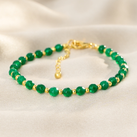 Touch Green Jade Gold - Plated Silver Bracelet