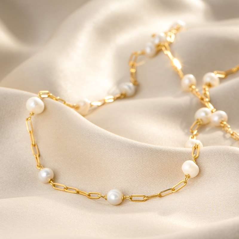 Special Moments Long Pearl Gold - Plated Silver Necklace