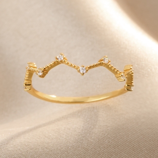 Silver Ring Delicate Crown Gold-Plated