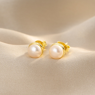 Cercei argint Iconic Grace Pearl gold