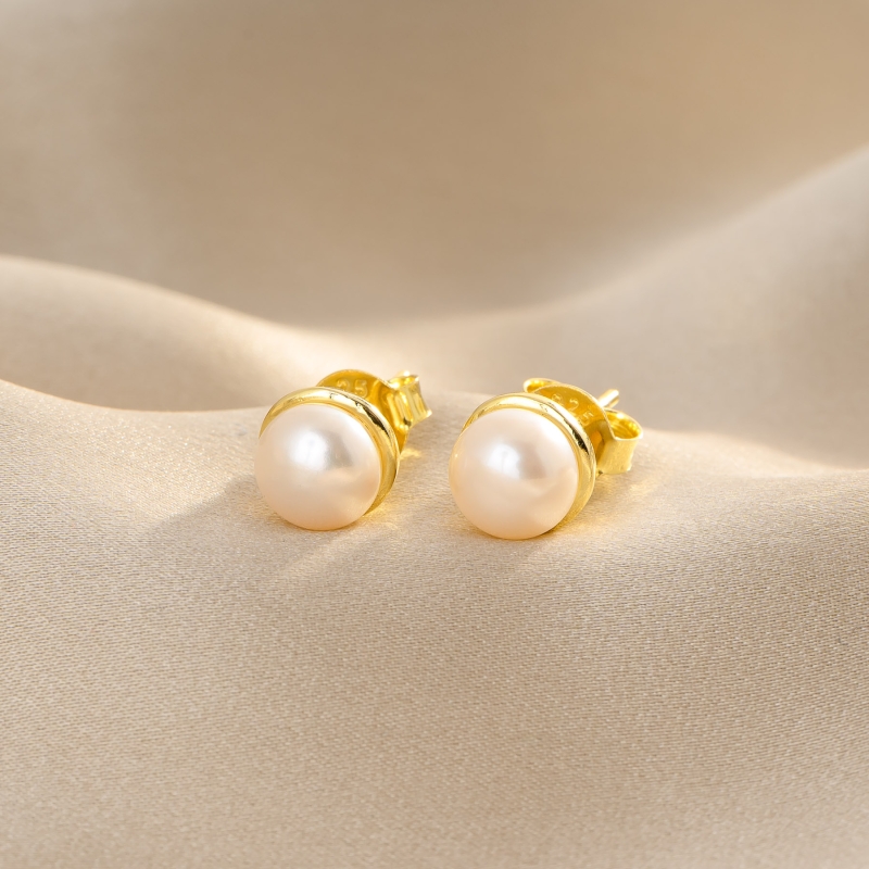 Cercei argint Iconic Grace Pearl gold
