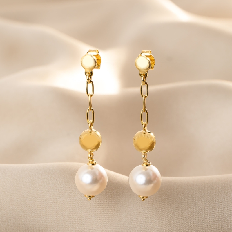 Cercei argint Runway Pearl gold