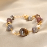 Cappuccino Agate & White Pearl Gold - Plated Silver Bracelet