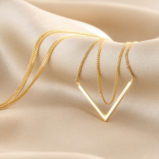 V for Victory Gold - Plated Silver Necklace