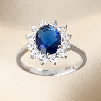 Inel argint Iconic Royal Grande blue zirconia