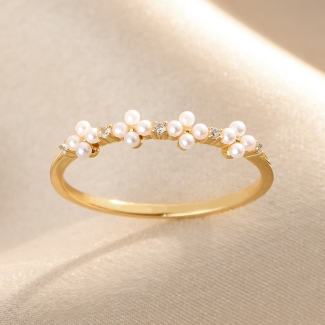 Inel argint Pearl's Bloom gold