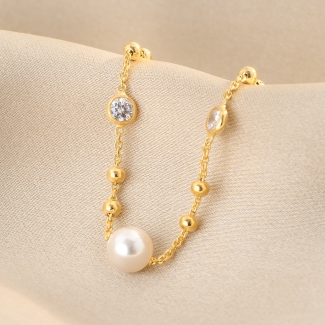 Desire Pearl Gold - Plated Silver Bracelet
